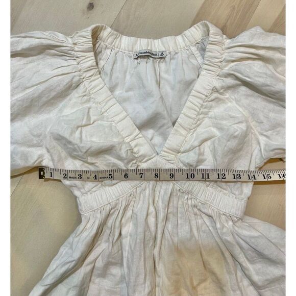 Abercrombie & Fitch Linen Blend Peplum Top Dainty Boho Cottage Peasant Chic - Picture 10 of 11